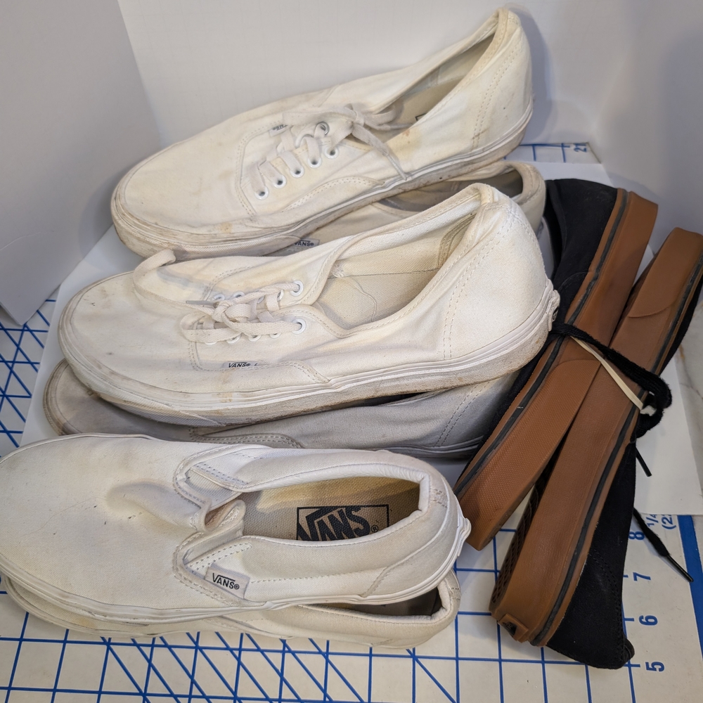 Vans Off-White Canvas Slip-Ons